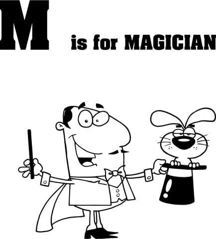 Letter M Is For Magician Coloring Page